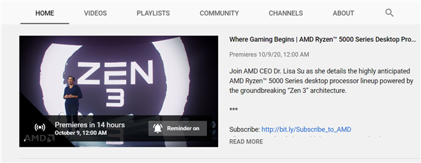AMD Ryzen 5000系列確定:將于10月9日凌晨0點發布